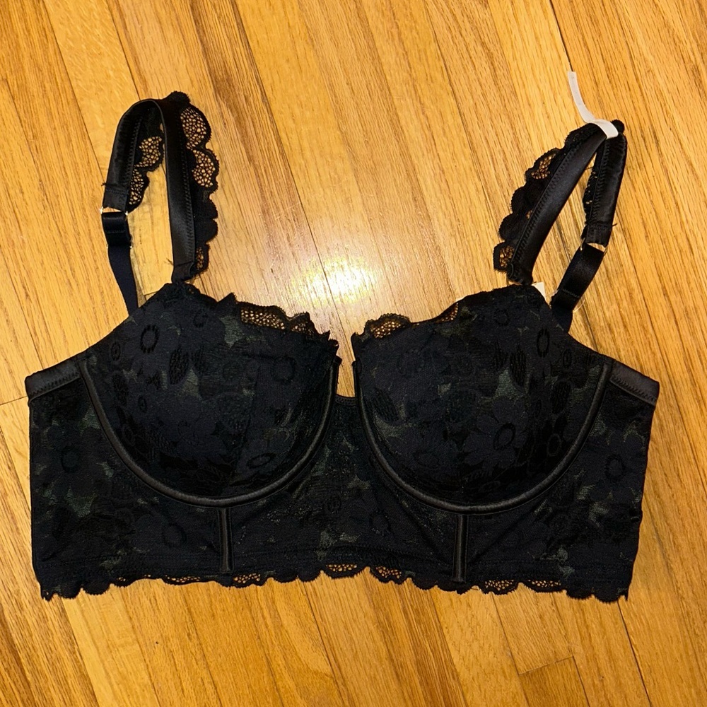 Aerie Black Lace Balconette Bra